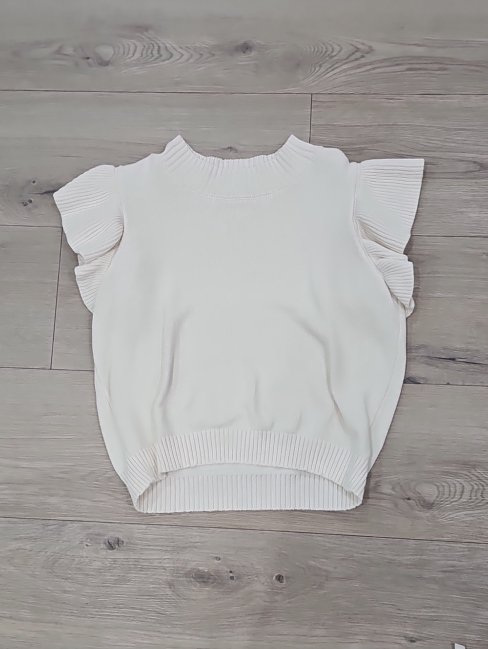JODIFL Cream Ruffle Sleeve Knit Tank